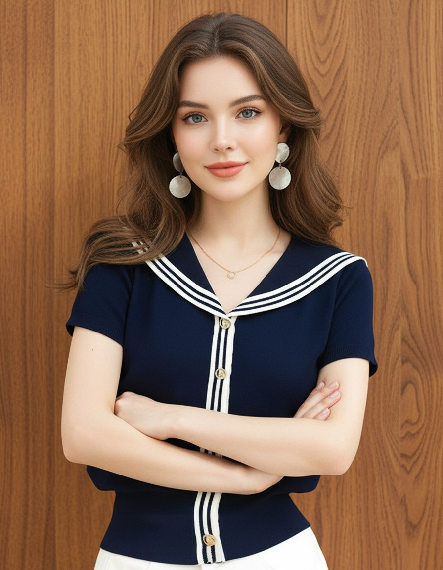 ラペルコントラストトップス(トップス・全2色)