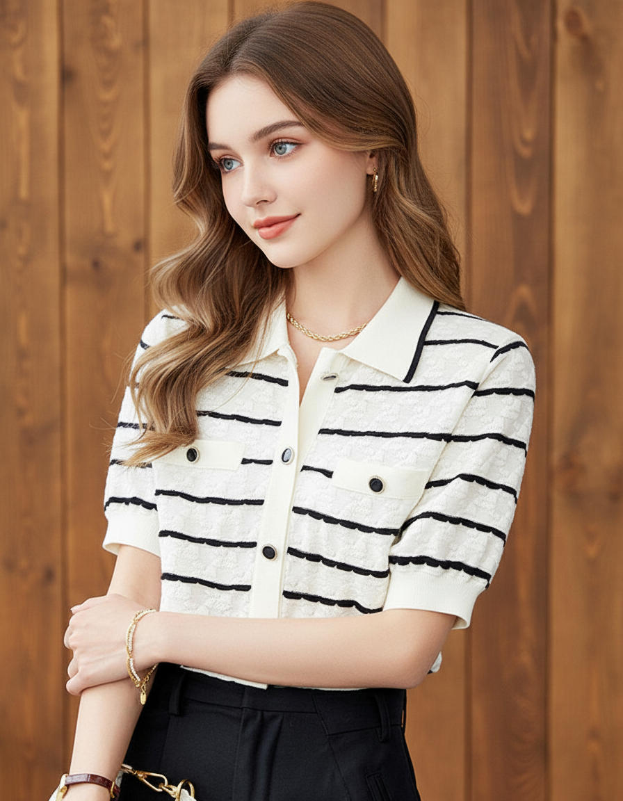 ストライプカーディガンシャツ((トップス・全1色)