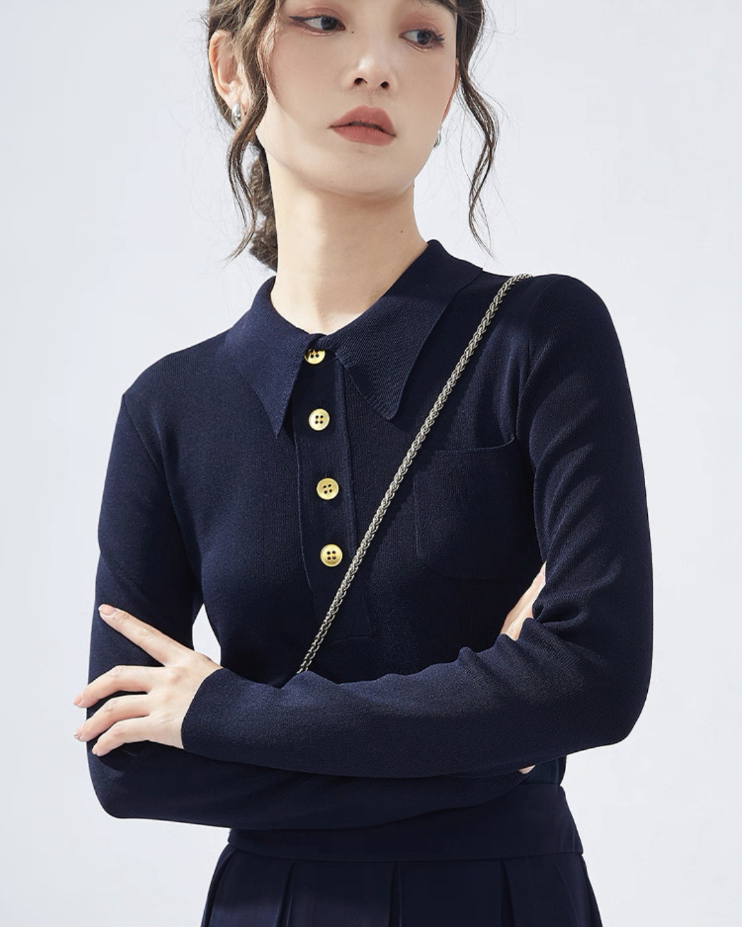 フレンチヴィンテージニットシャツ（トップス・全3色）