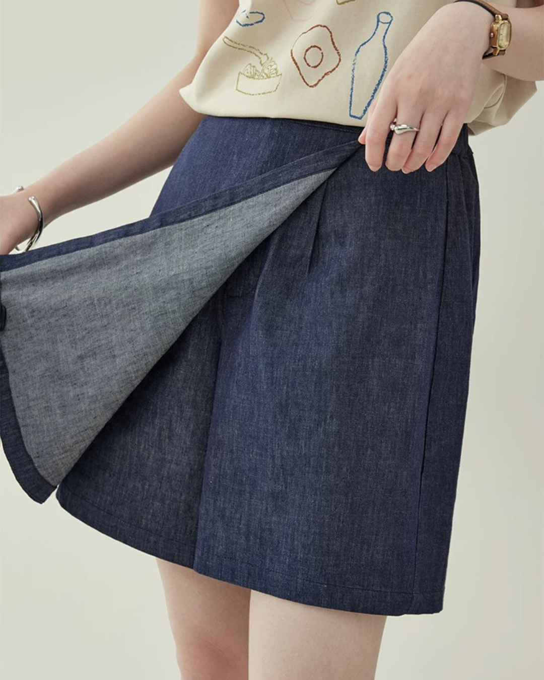 Aラインデニムキュロット（スカート・全1色）