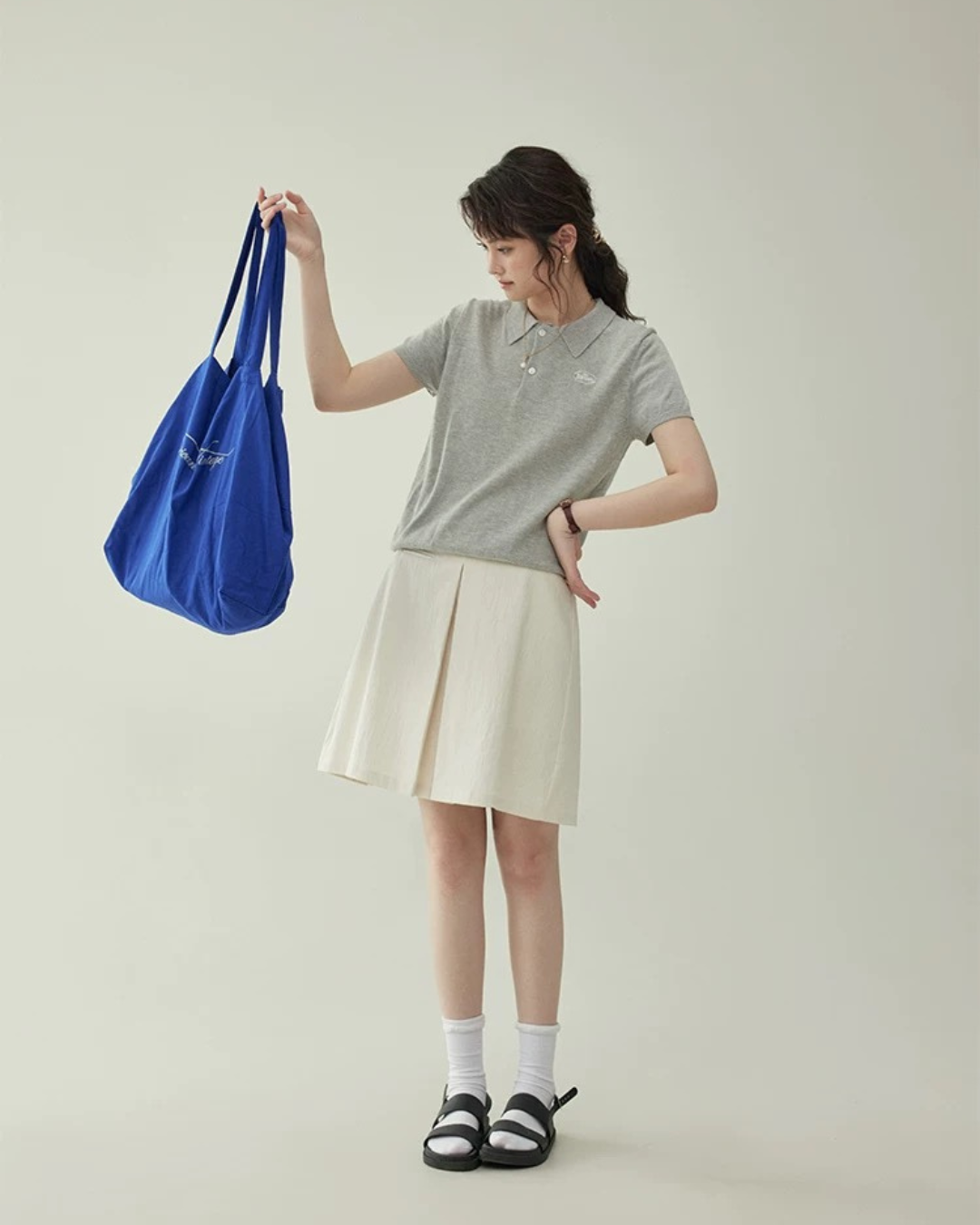 半袖ニットセーター（トップス・全2色）