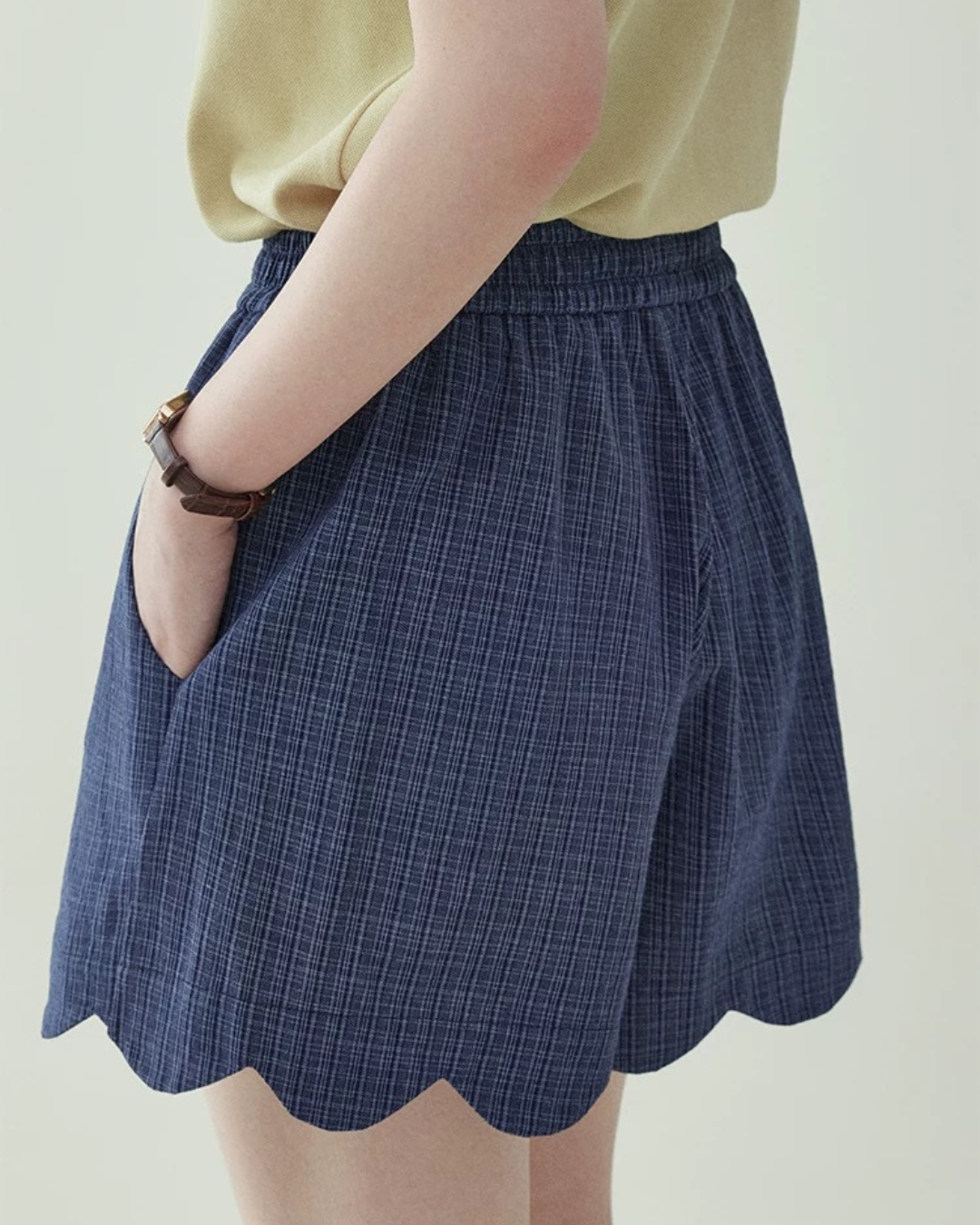 チェック柄レースカジュアルショーツ（パンツ・全1色）