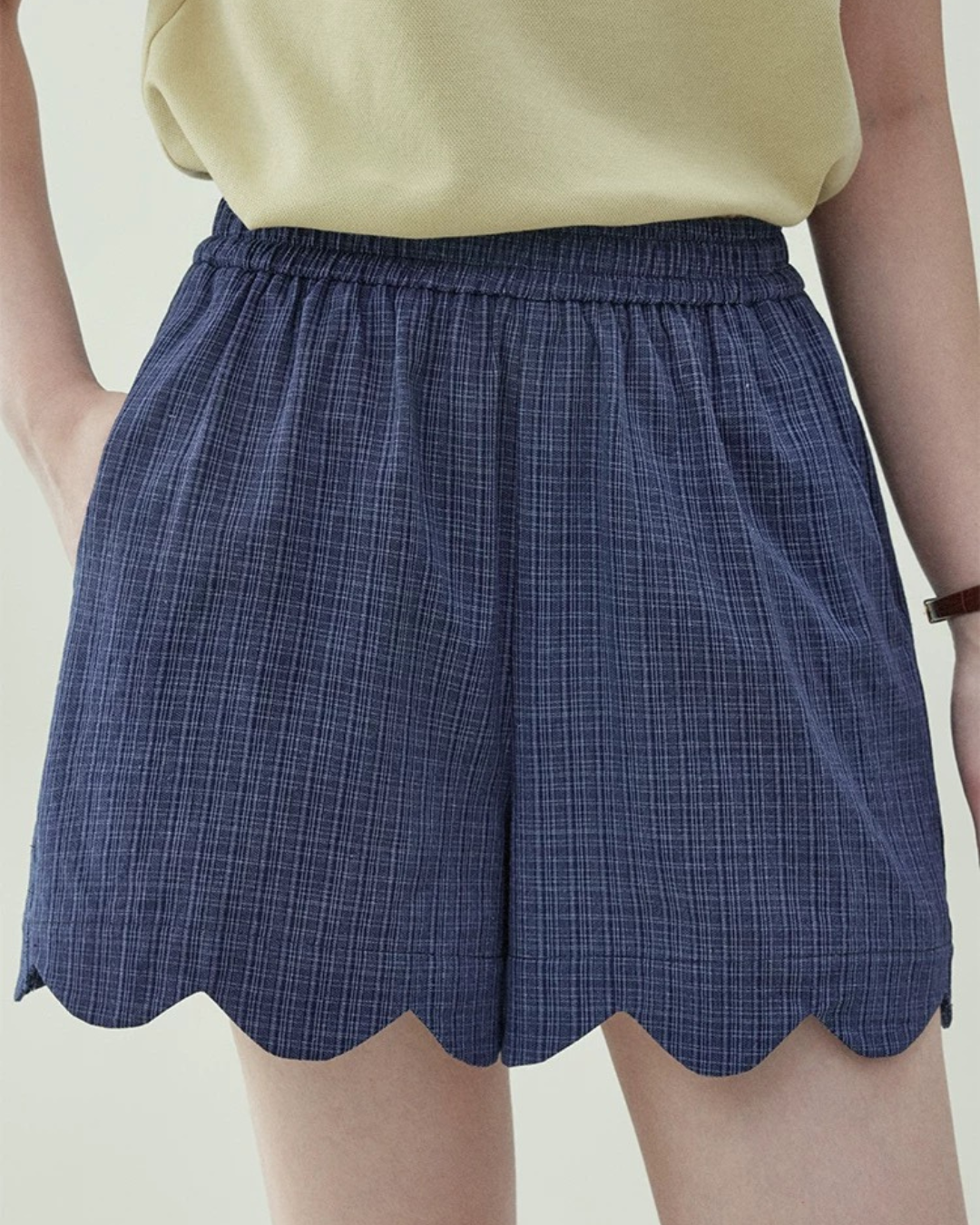 チェック柄レースカジュアルショーツ（パンツ・全1色）