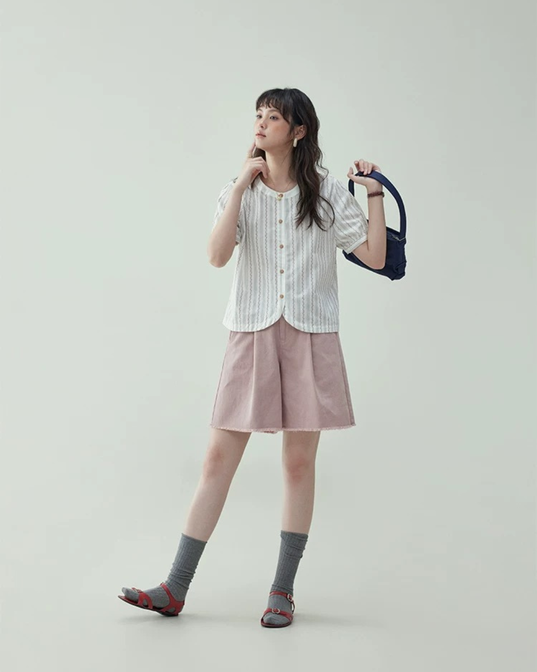 レトロピンクコットンワイドスラックス（パンツ・全1色）