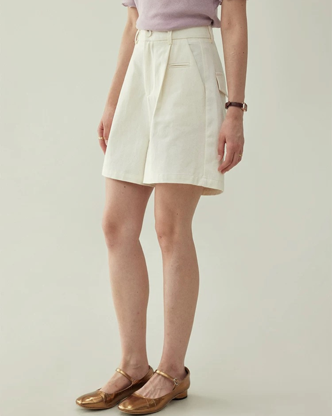 ハイウエストワイドレッグショーツ（パンツ・全1色）