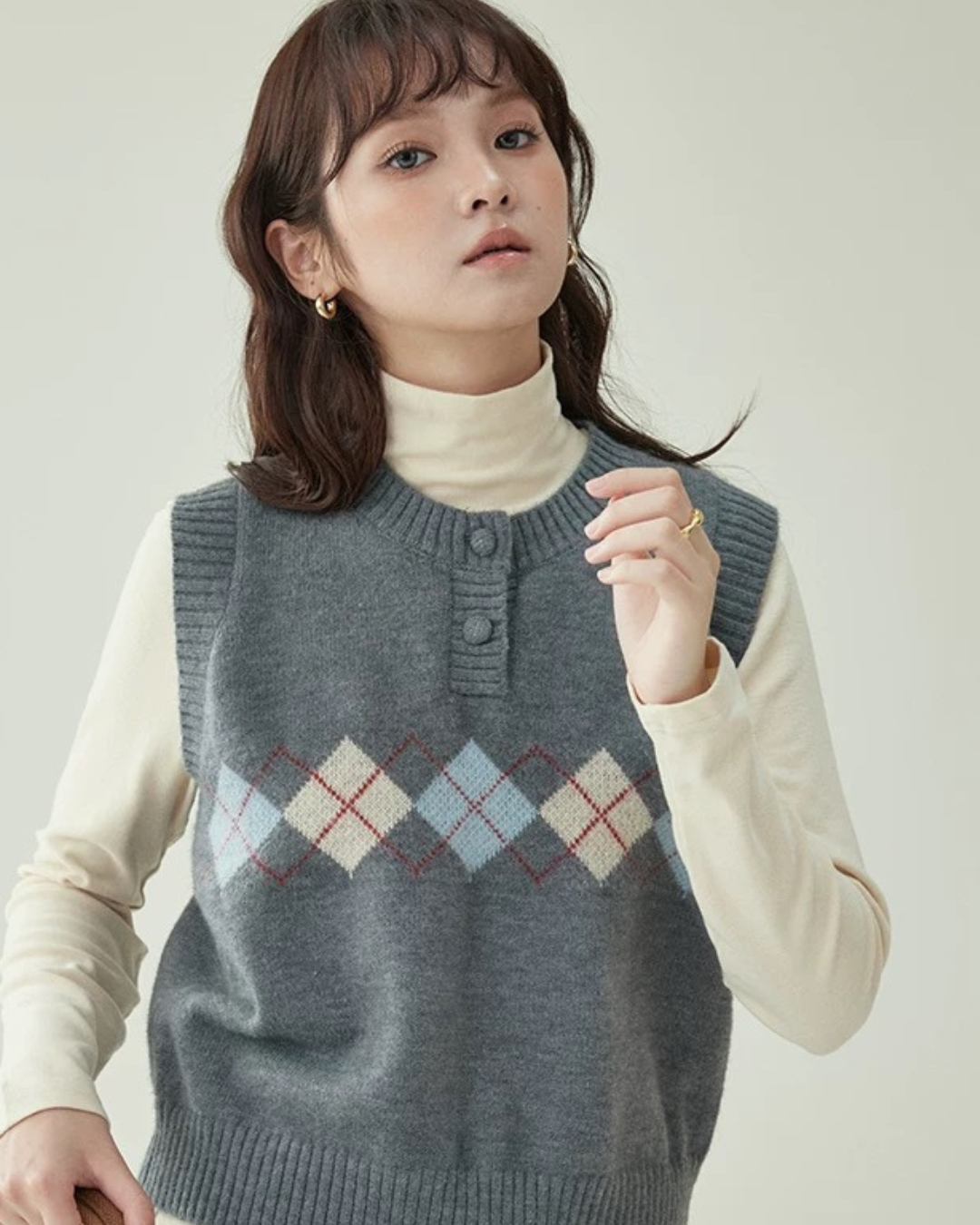 プレッピーグレーセーター（トップス・全1色）