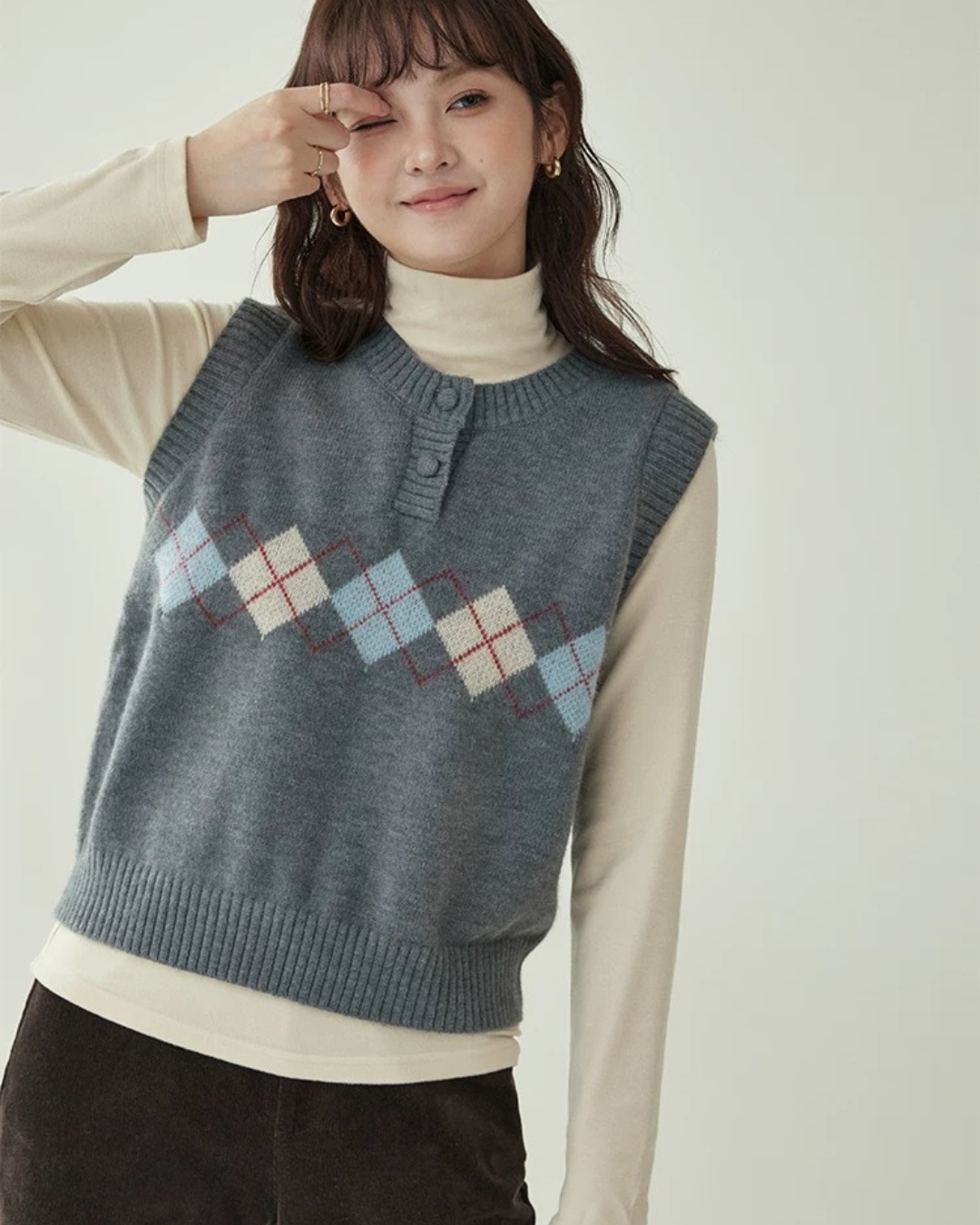 プレッピーグレーセーター（トップス・全1色）