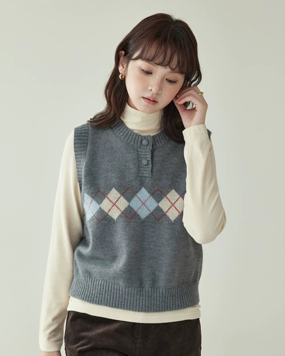 プレッピーグレーセーター（トップス・全1色）