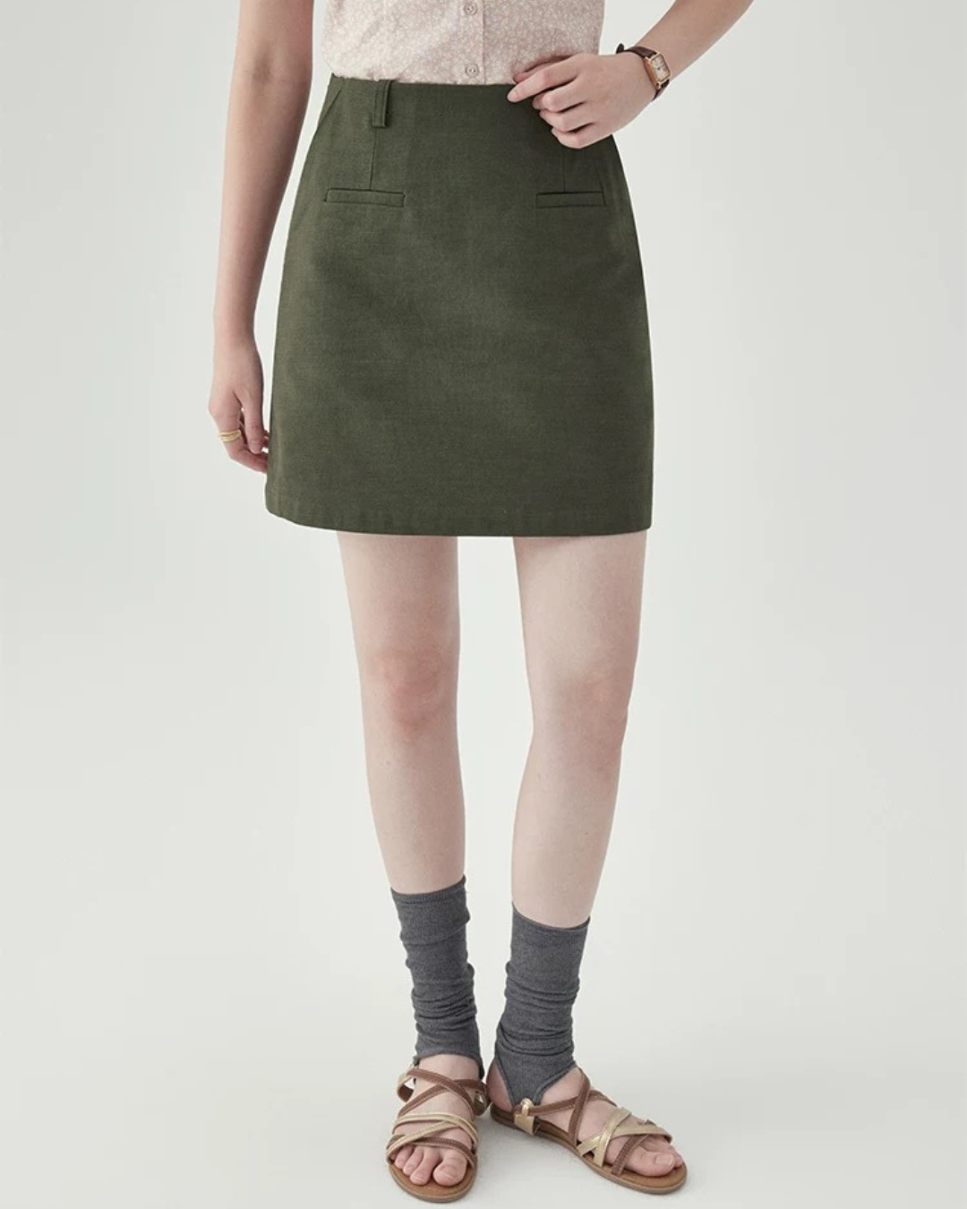 ダークハイウエストAラインスカート（スカート・全1色）