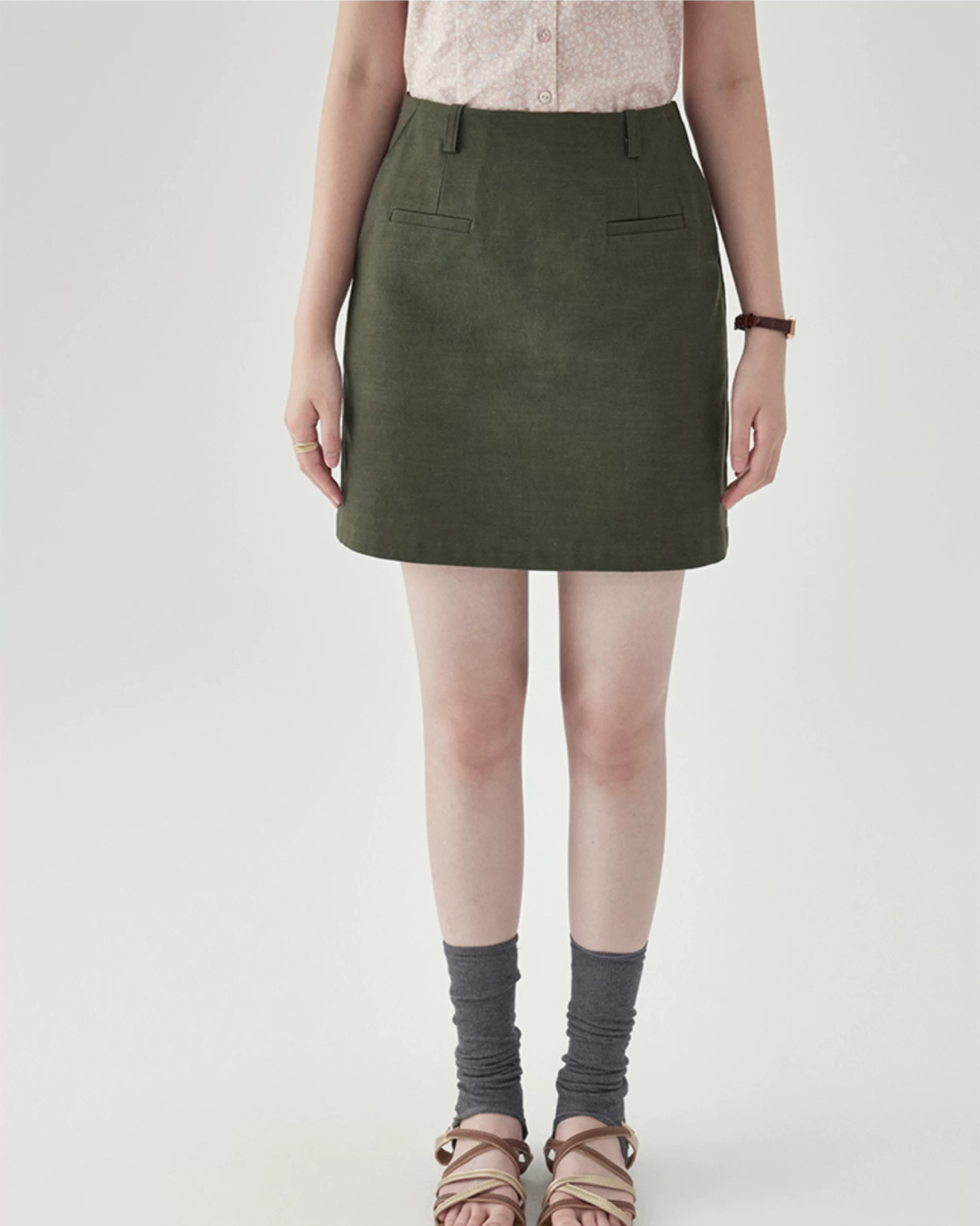 ダークハイウエストAラインスカート（スカート・全1色）