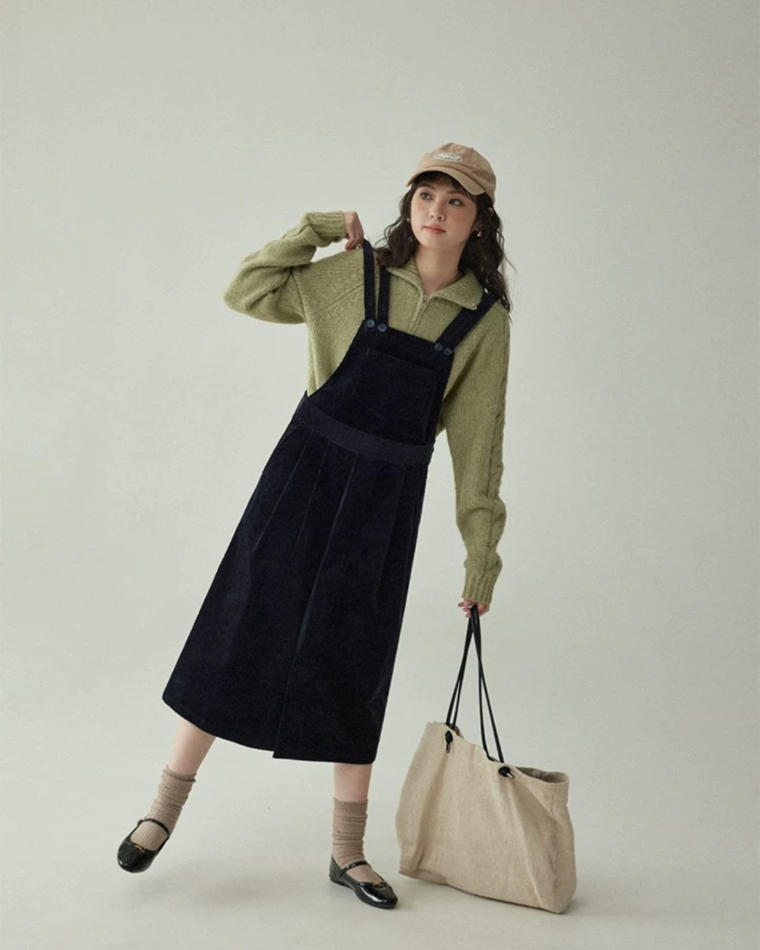 オープンジッパータートルネックセーター（トップス・全2色）