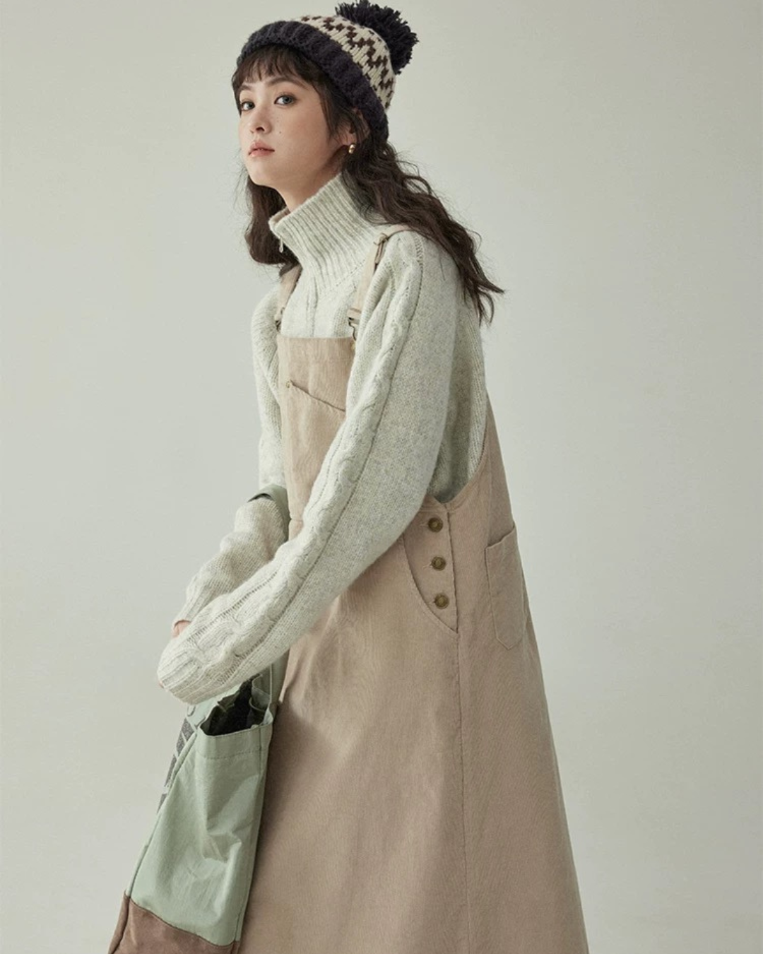 オープンジッパータートルネックセーター（トップス・全2色）