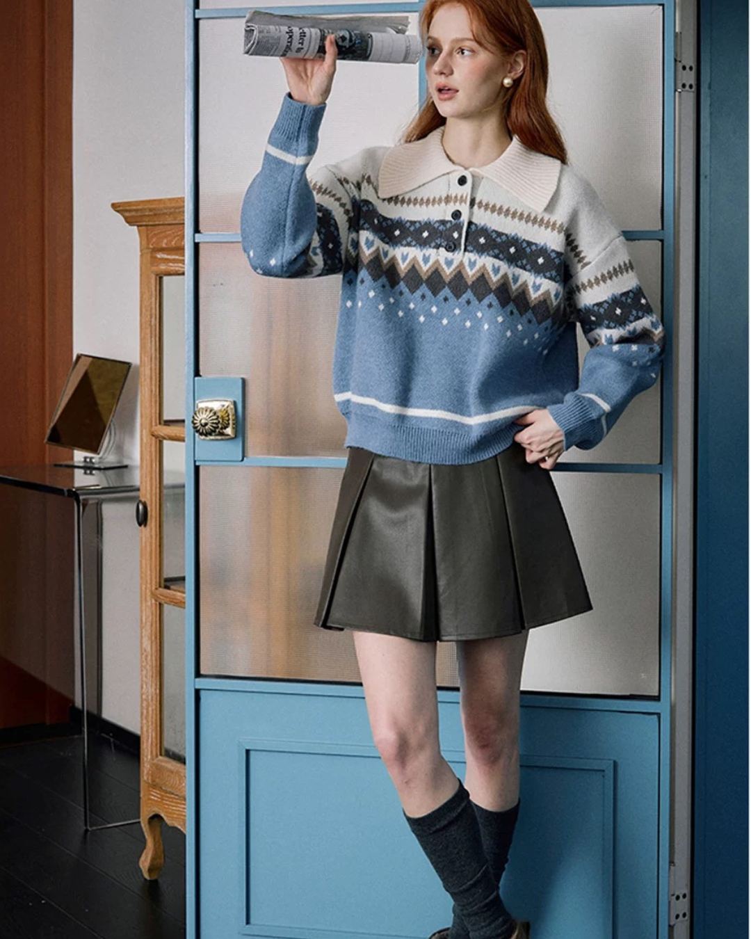 レイヤードインナーニットトップス（トップス・全1色）