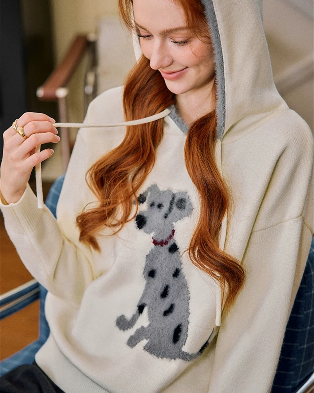 ジャカードフード付きニットセータ（トップス・全1色）