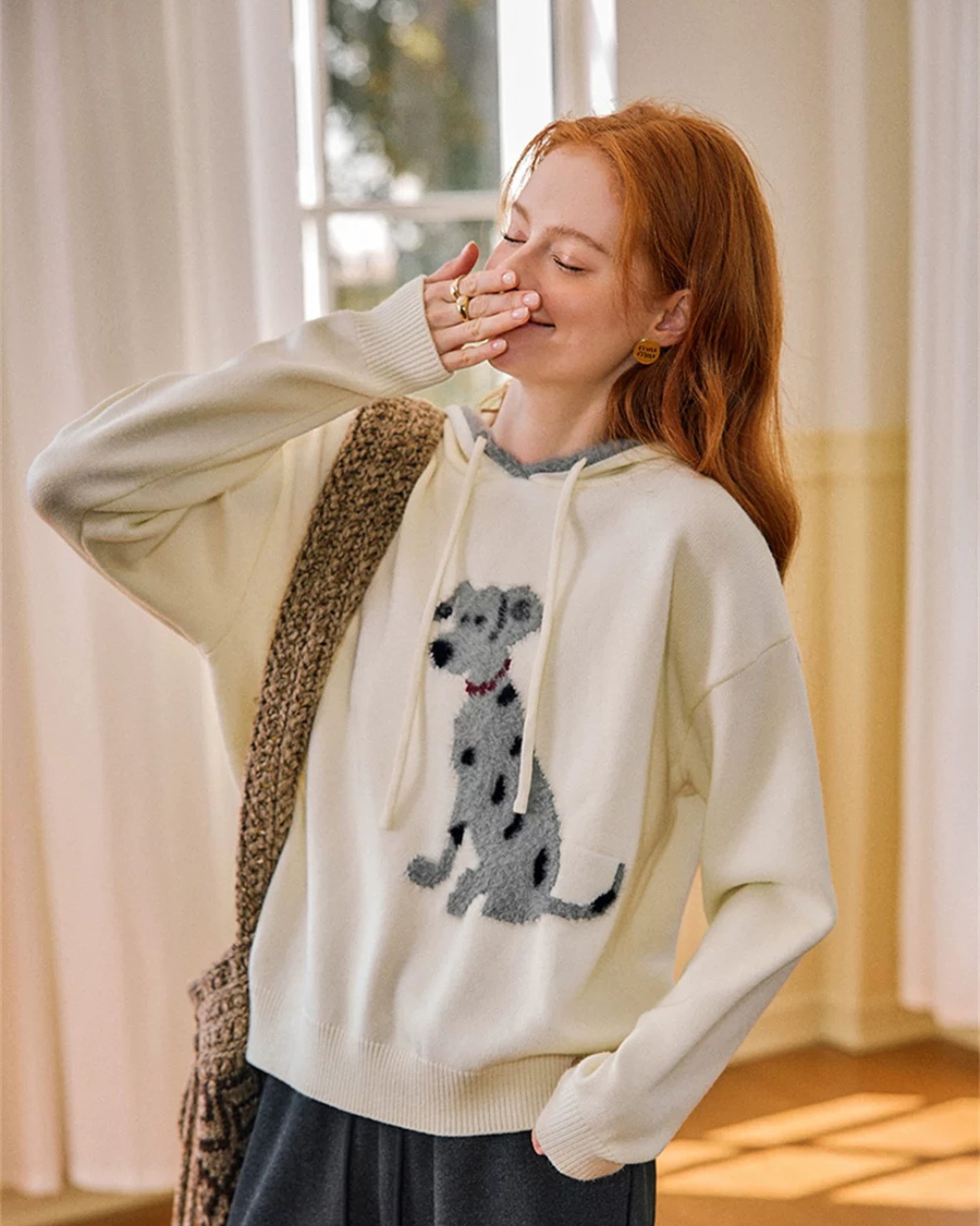 ジャカードフード付きニットセータ（トップス・全1色）