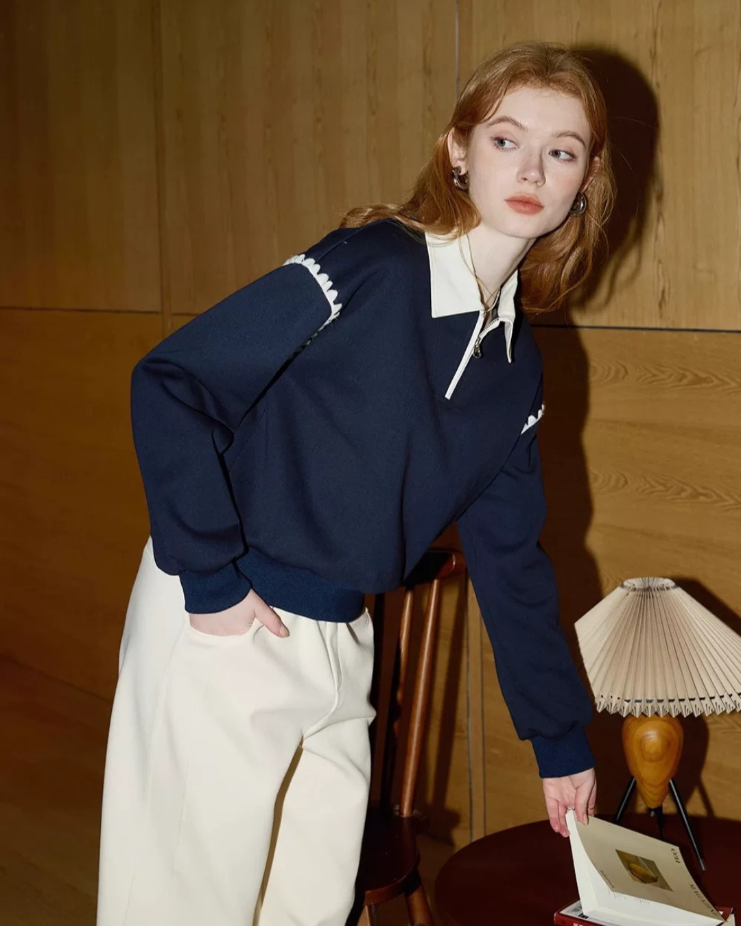 ラペルロングスリーブスウェット（トップス・全1色）