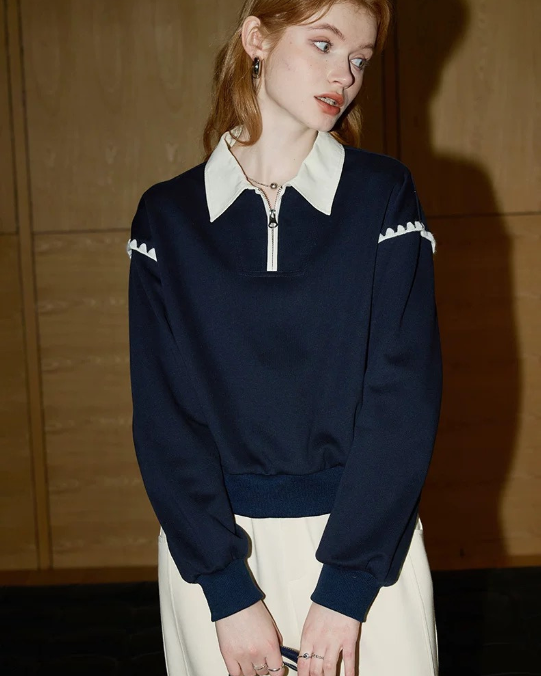 ラペルロングスリーブスウェット（トップス・全1色）