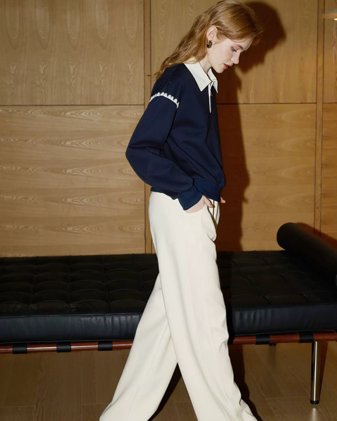 ラペルロングスリーブスウェット（トップス・全1色）