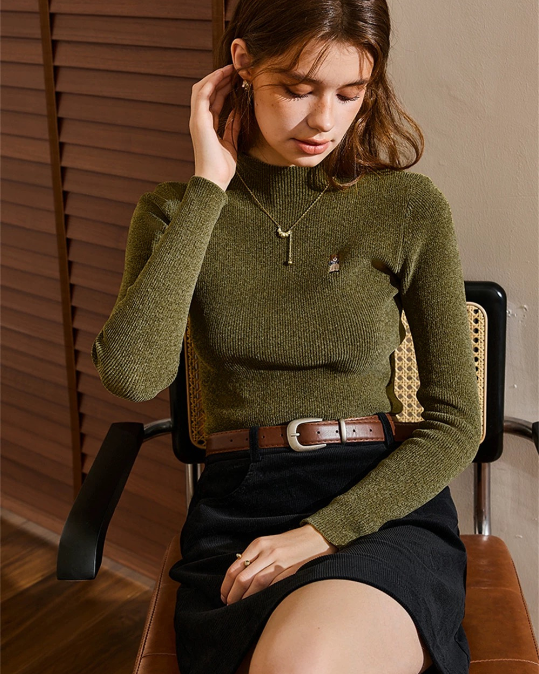 セミタートルネックニット（トップス・全3色）