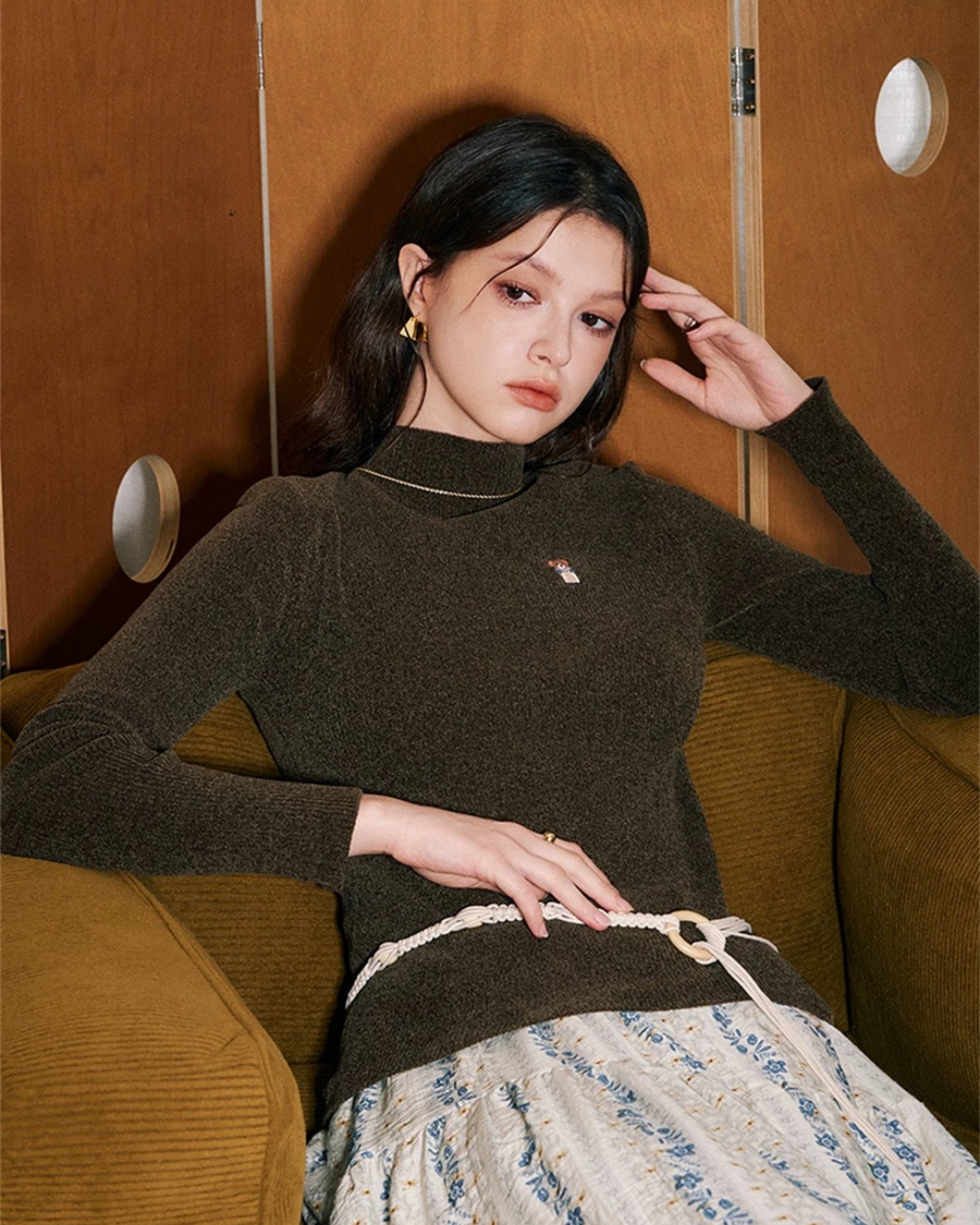 セミタートルネックニット（トップス・全3色）