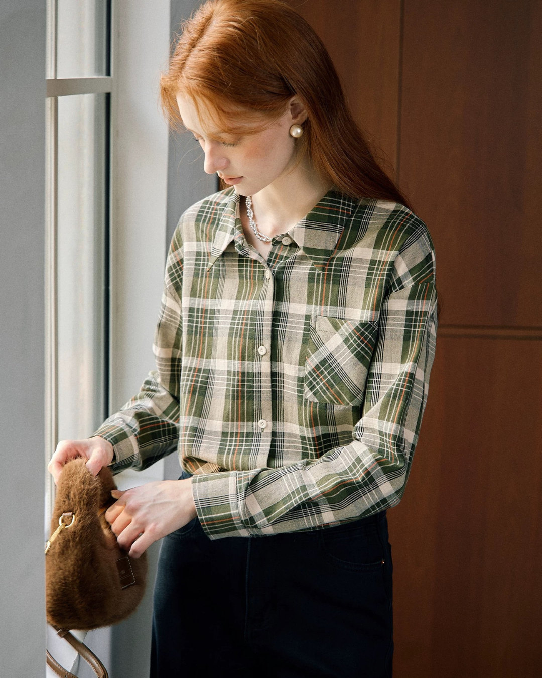 シンプルチェック柄シャツ（トップス・全1色）