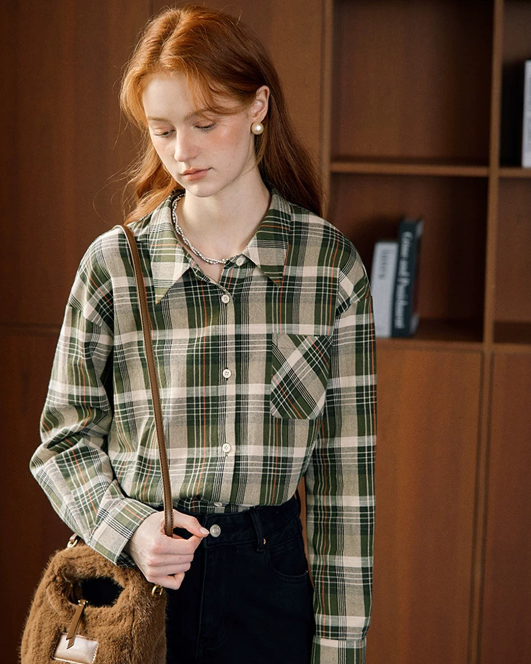 シンプルチェック柄シャツ（トップス・全1色）