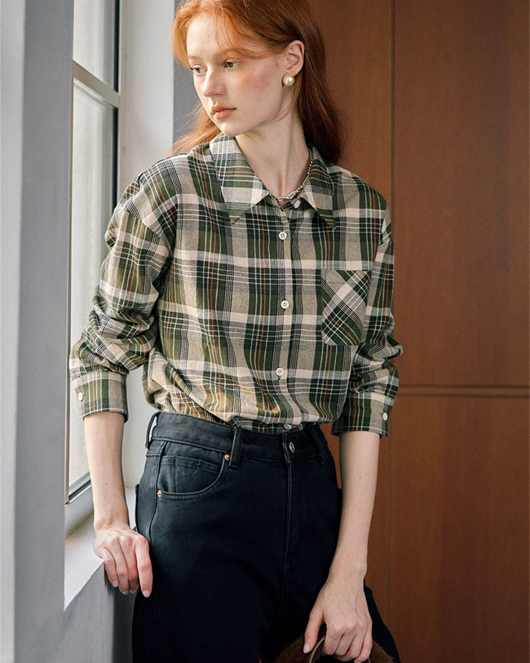 シンプルチェック柄シャツ（トップス・全1色）