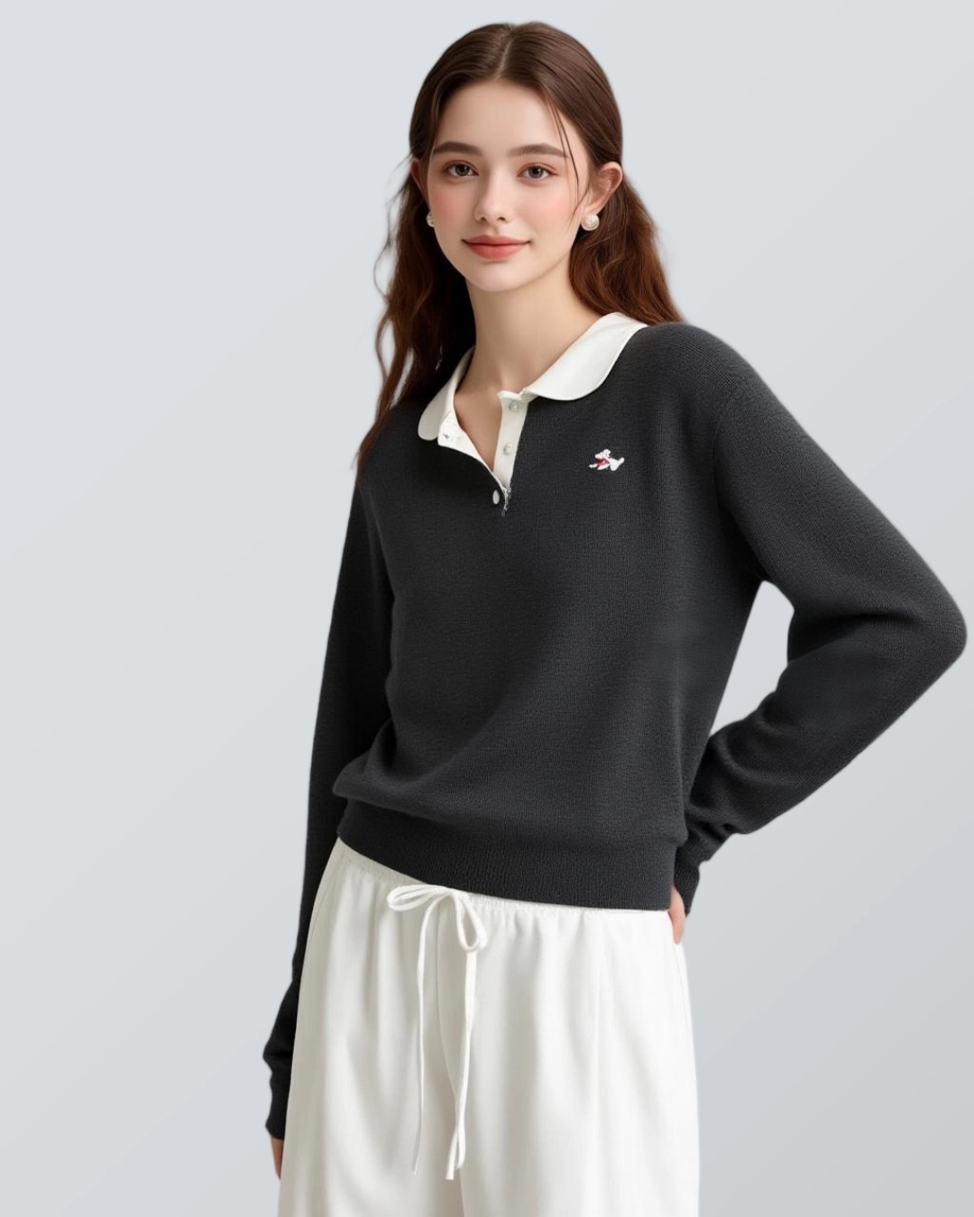 フレンチレトロデザインセーター（トップス・全1色）