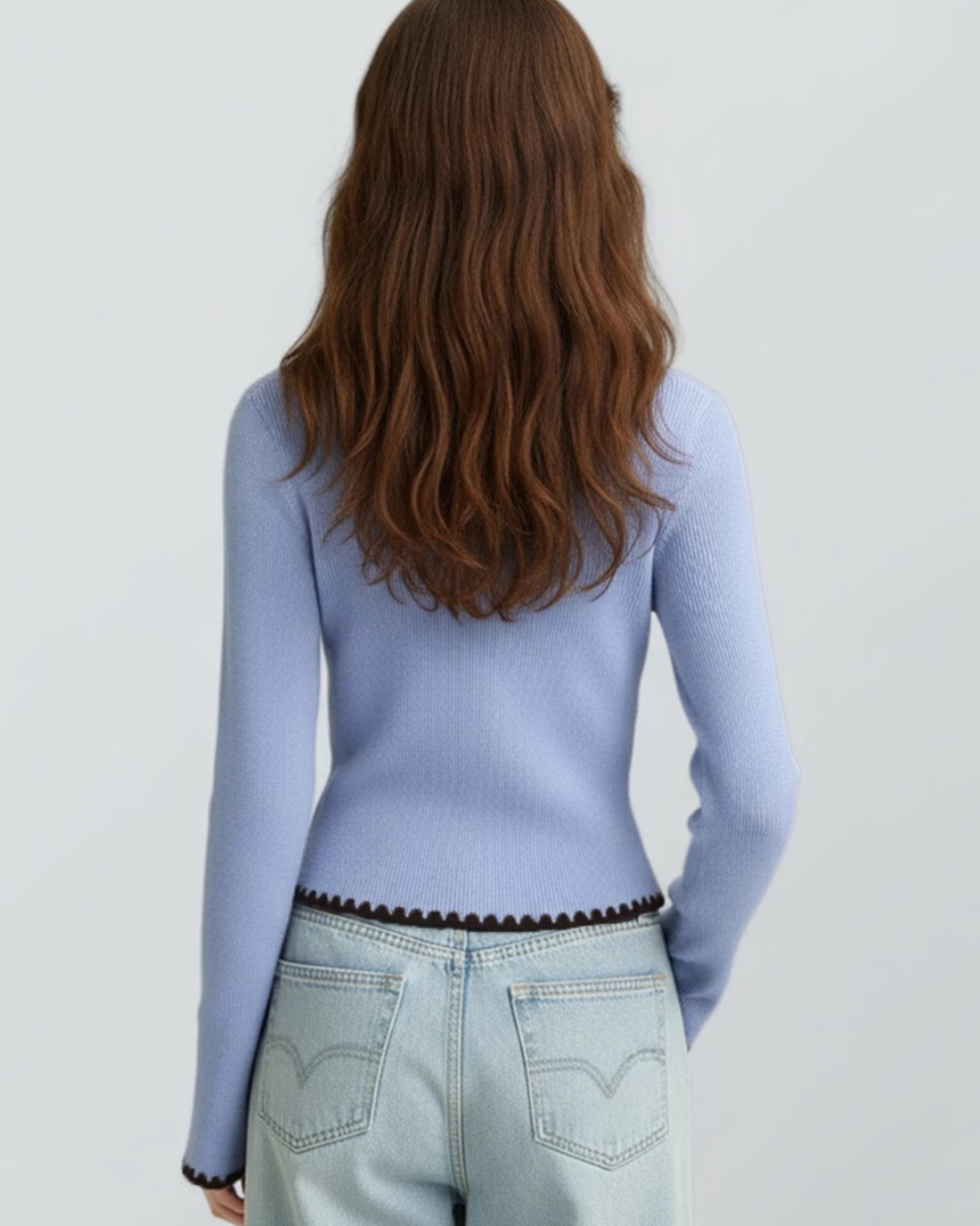 フレンチデザインブルーパープルジェントルセーター（トップス・全1色）