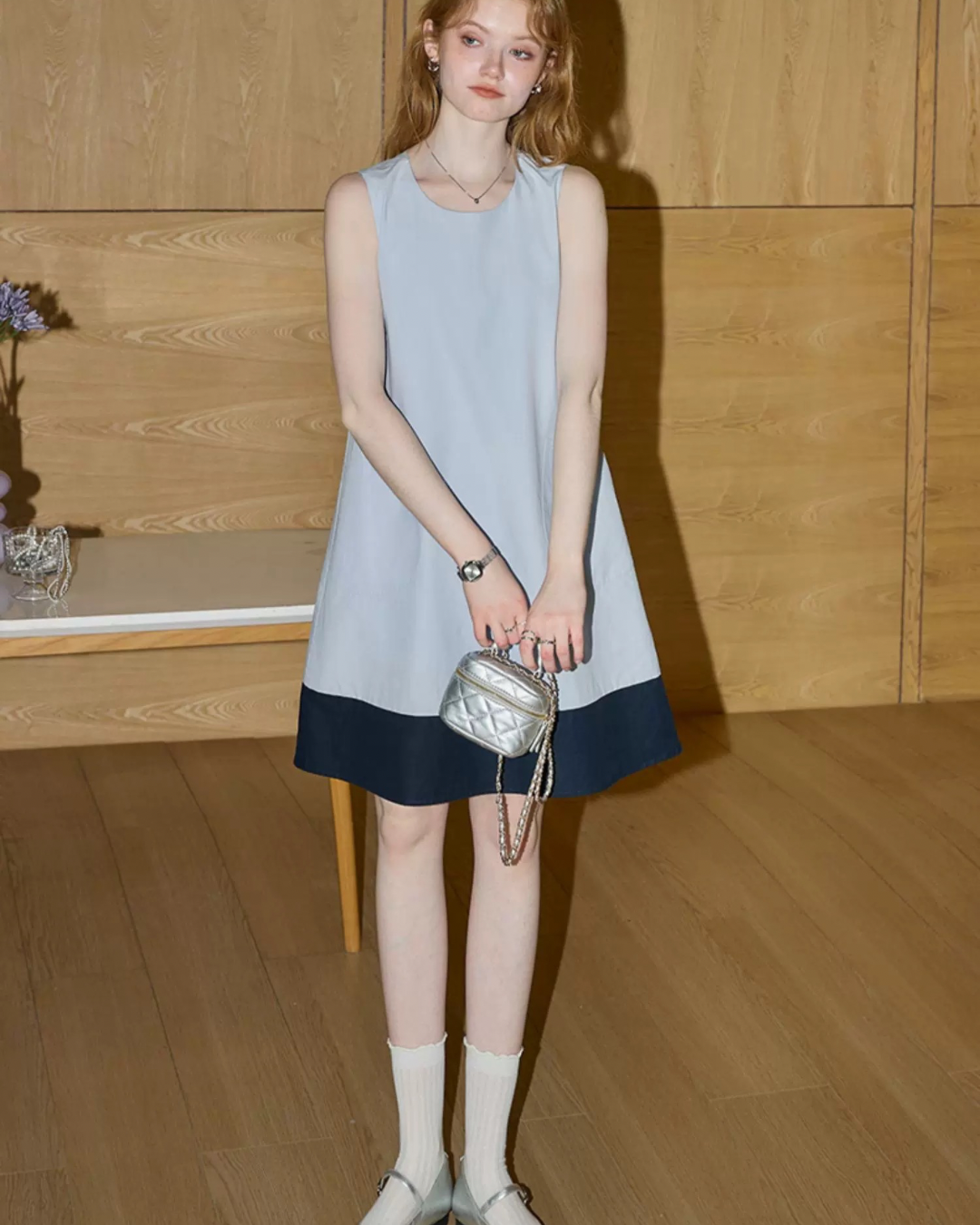 パッチワークノースリーブワンピース（セットアップ・全2色）