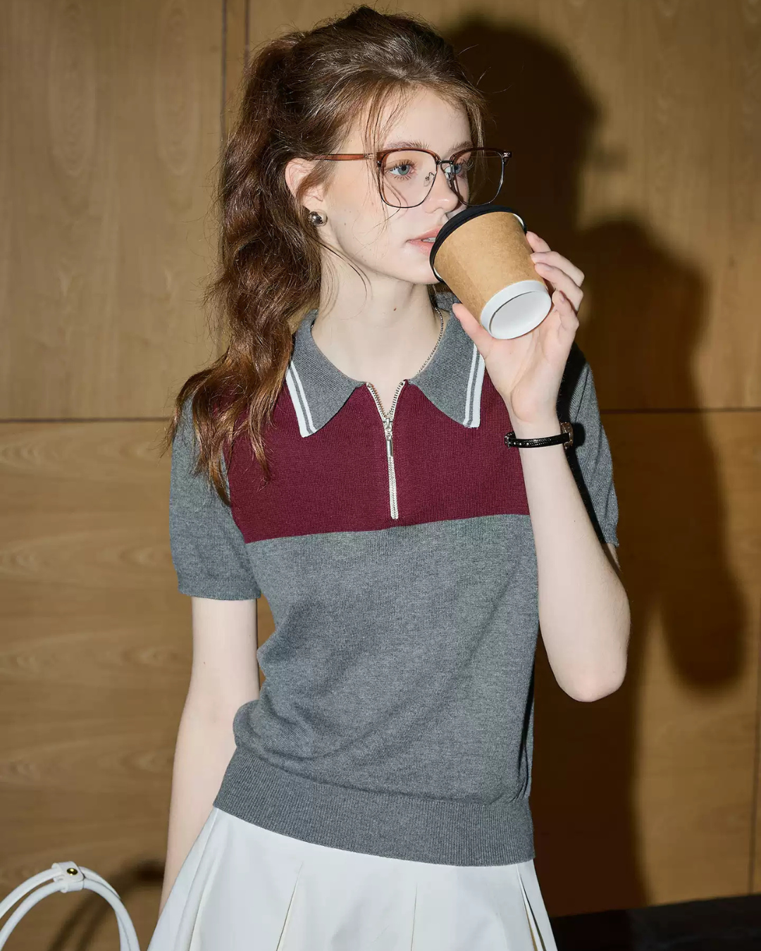 ラペルハーフジッパー（セットアップ・全1色）