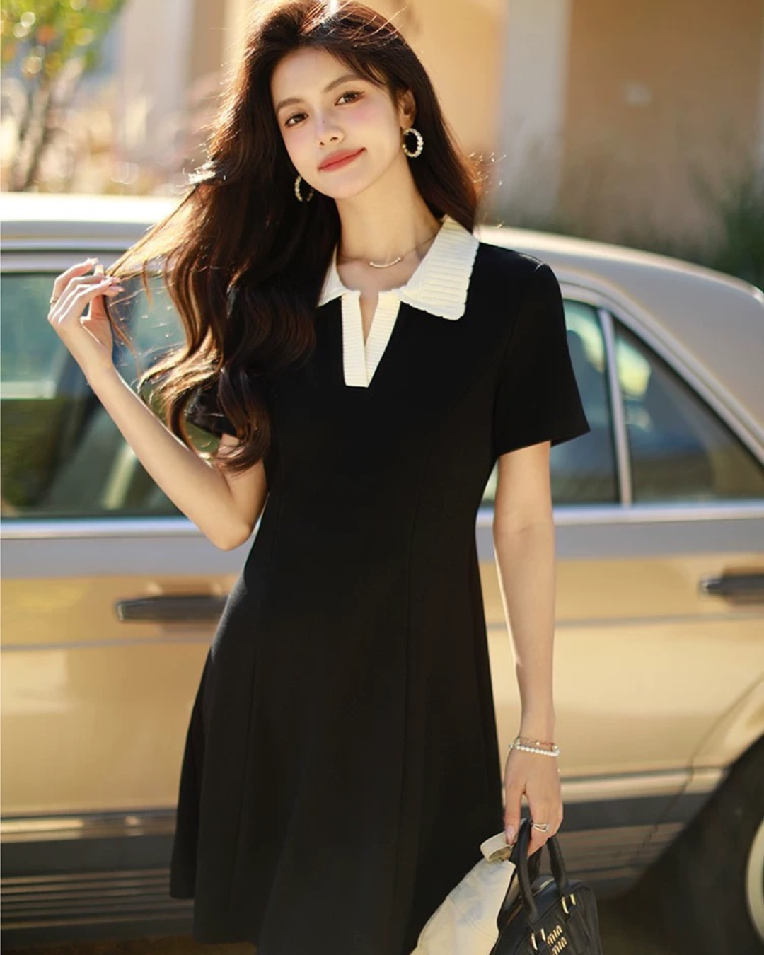 スリムブラックワンピース（セットアップ・全1色）