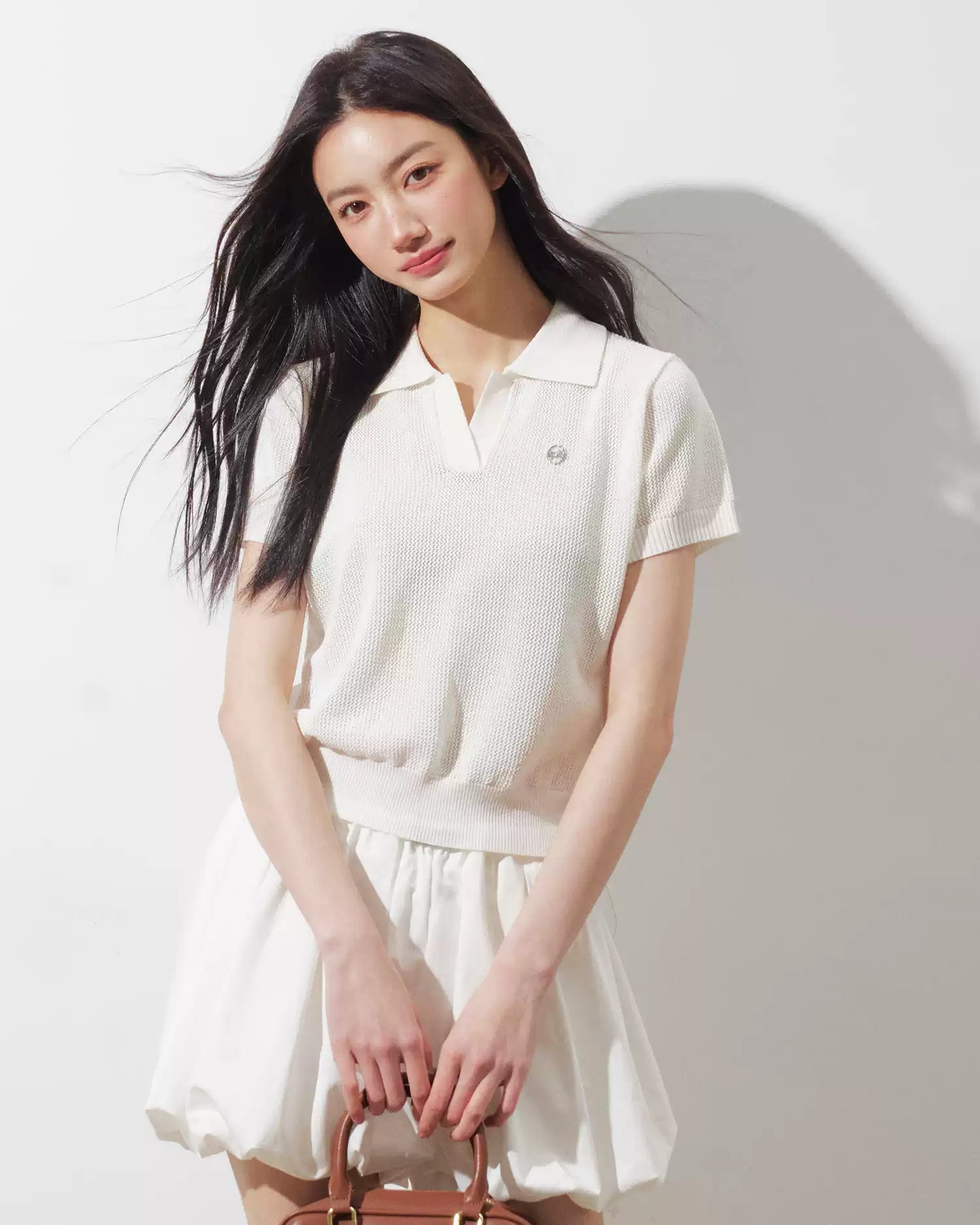 ラペルメッシュハーフスリーブ（トップス・全2色）