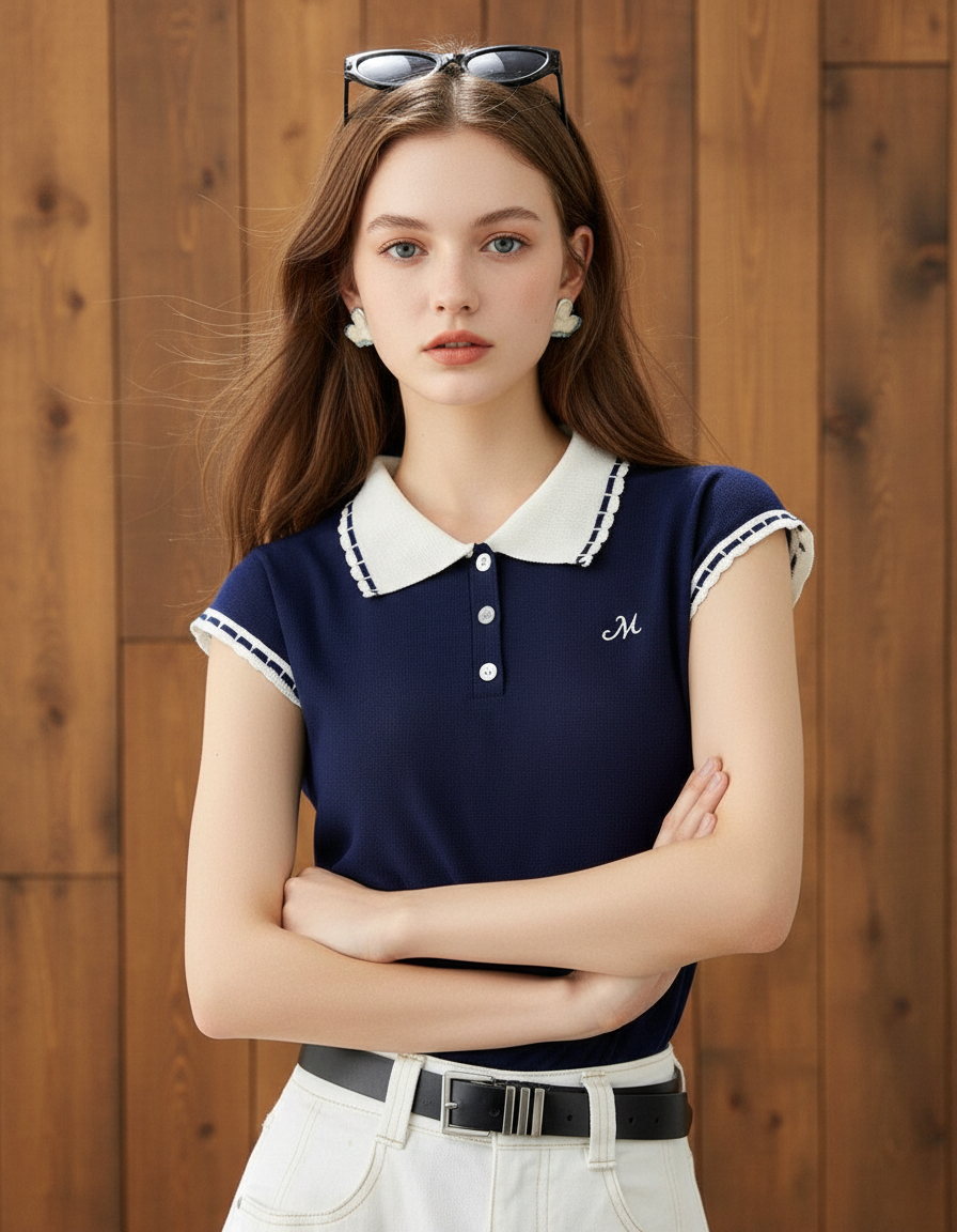 ポロネックラインスリム（トップス・全2色）