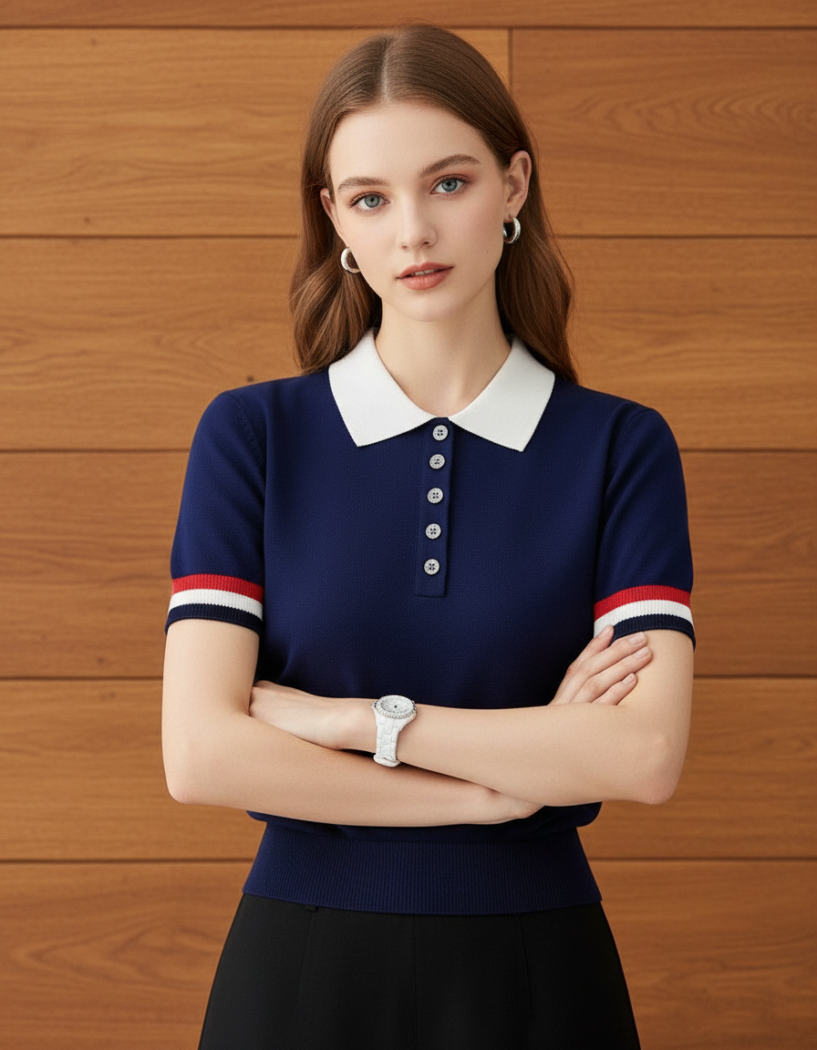 ストライプポロシャツ（トップス・全2色）