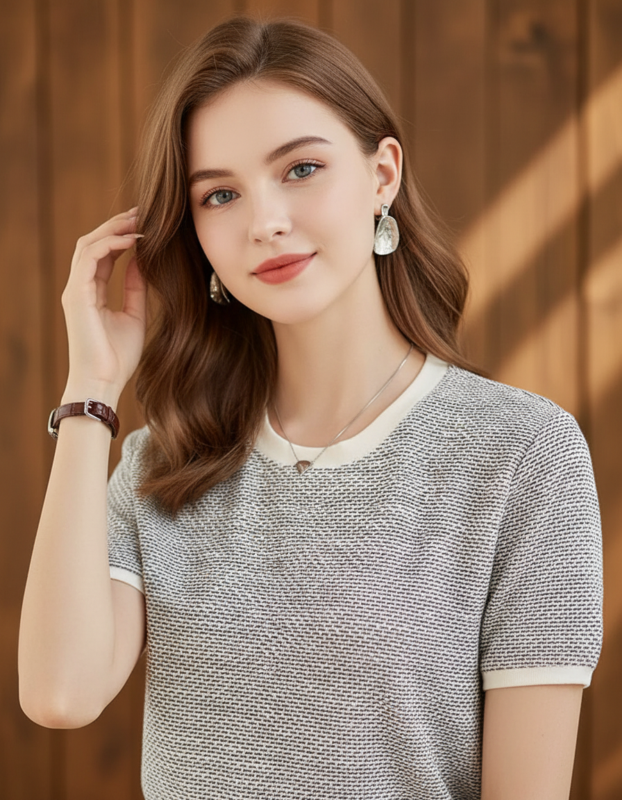 ブルオーバーラウンドネックシャツ（トップス・全1色）