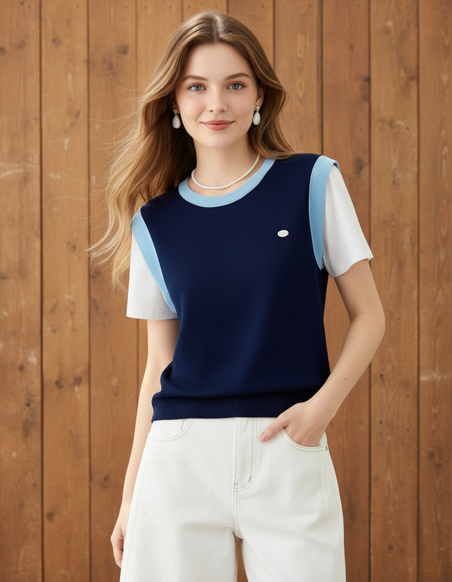 コントラストツーピーストップス（トップス・全2色）