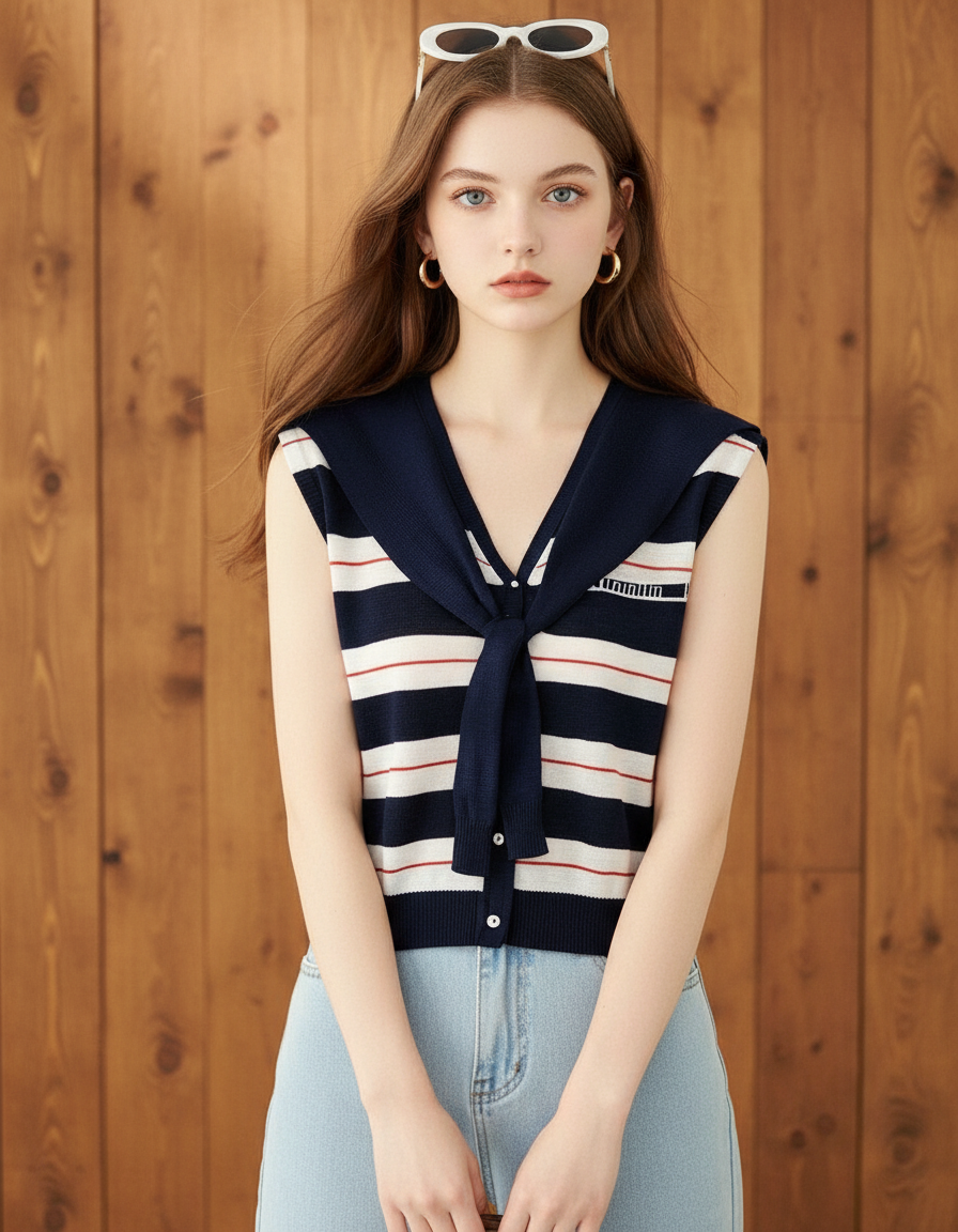 Vネックフライングスリーブ（トップス・全1色）