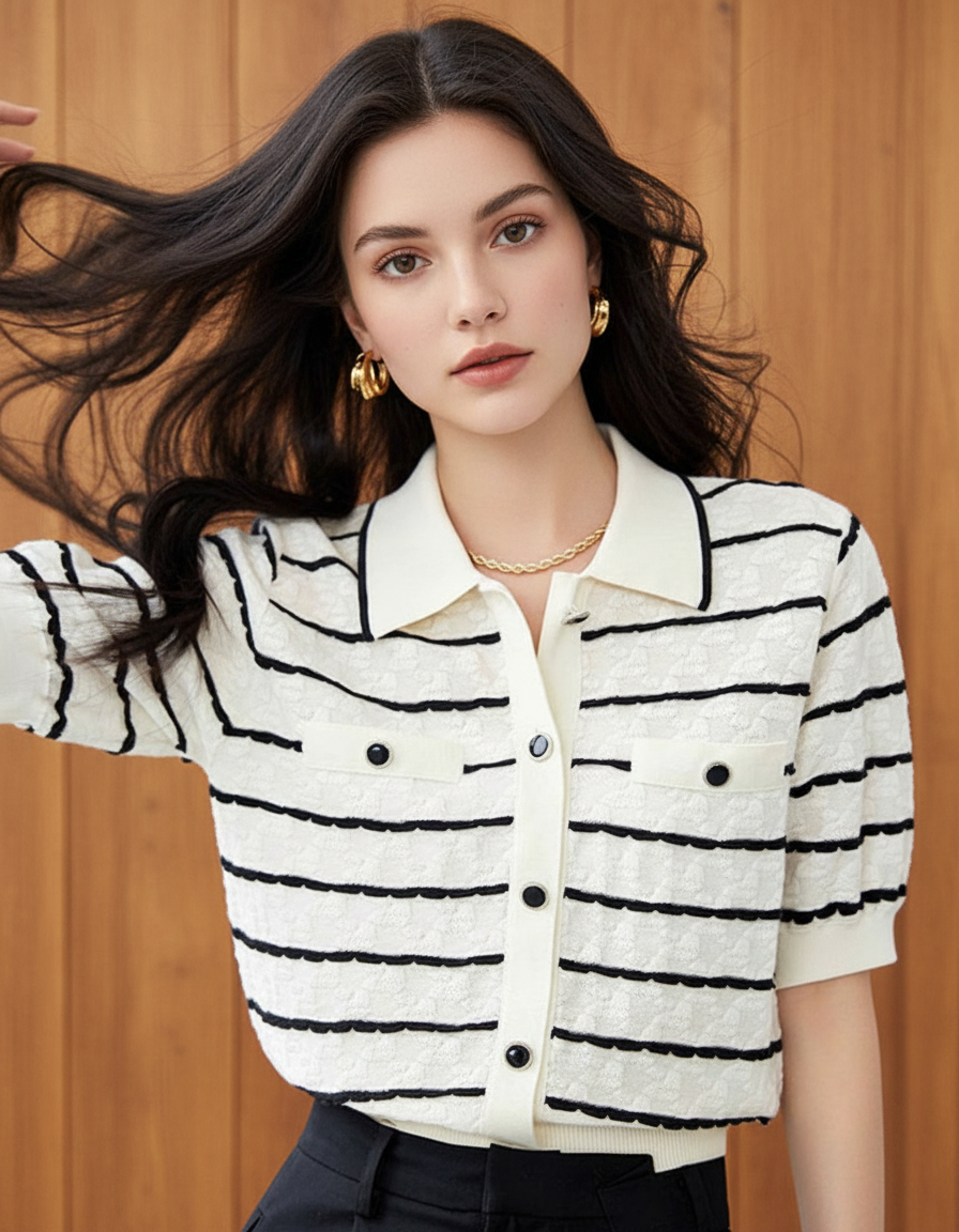 ストライプカーディガンシャツ（（トップス・全1色）