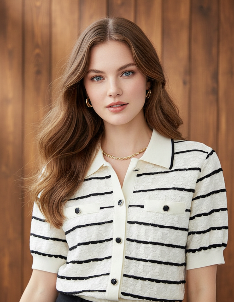 ストライプカーディガンシャツ（（トップス・全1色）